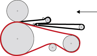 Esquema atrav&eacute;s da m&aacute;quina de relevo de alimenta&ccedil;&atilde;o